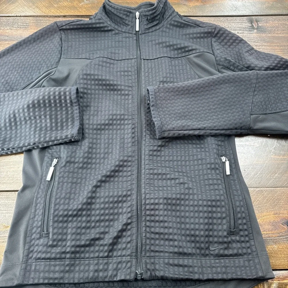 Nike Fit Dry Women's Dot Waffle Knit Golf Jacket Black Dry Fit Small 38